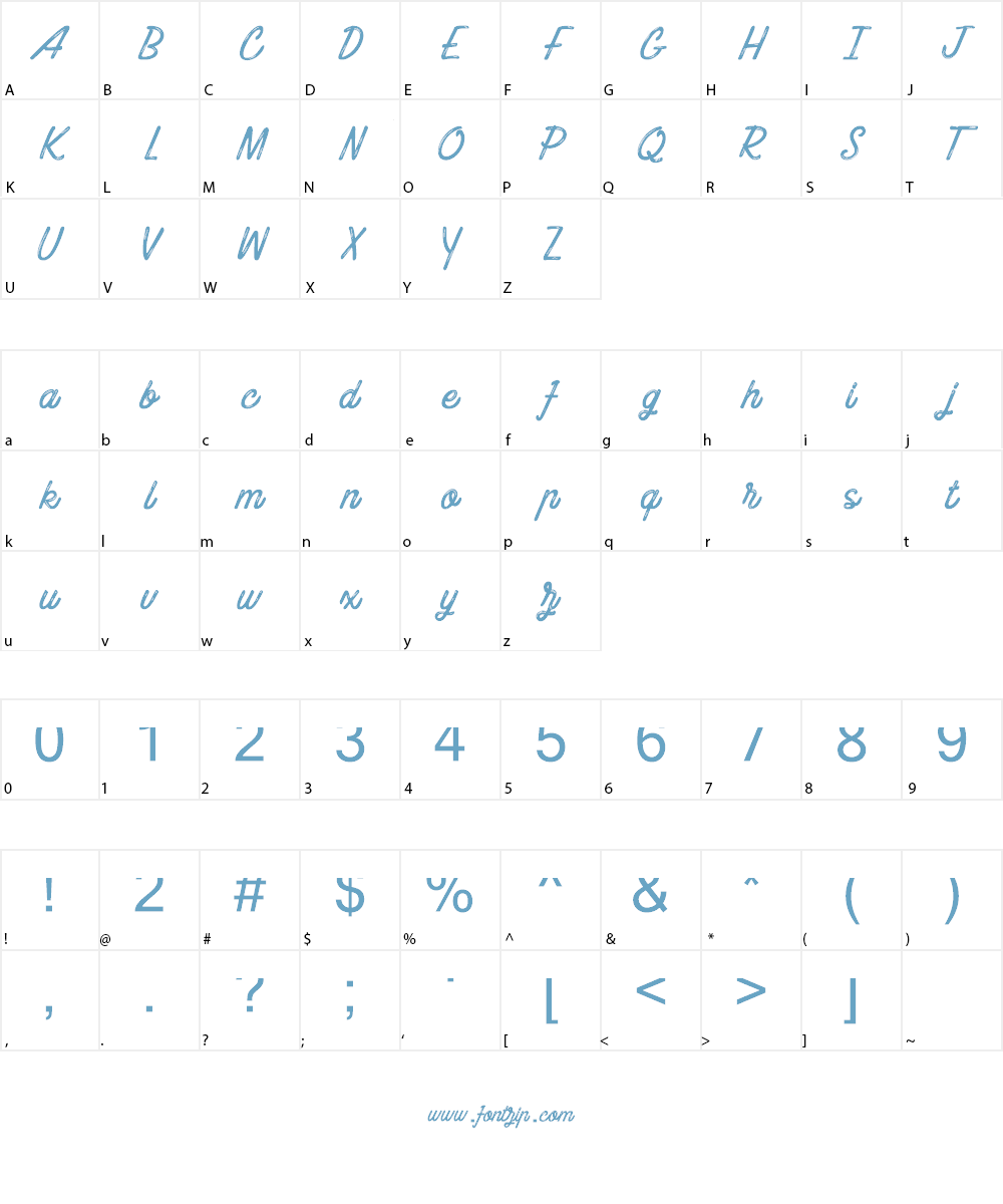 Blueline Paradise Font Character